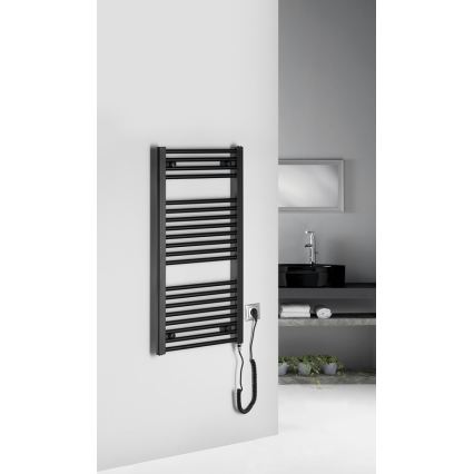 Aqualine - Radiatore elettrico da bagnoDIRECT-E 300W/230V 96 cm opaco nero dritto