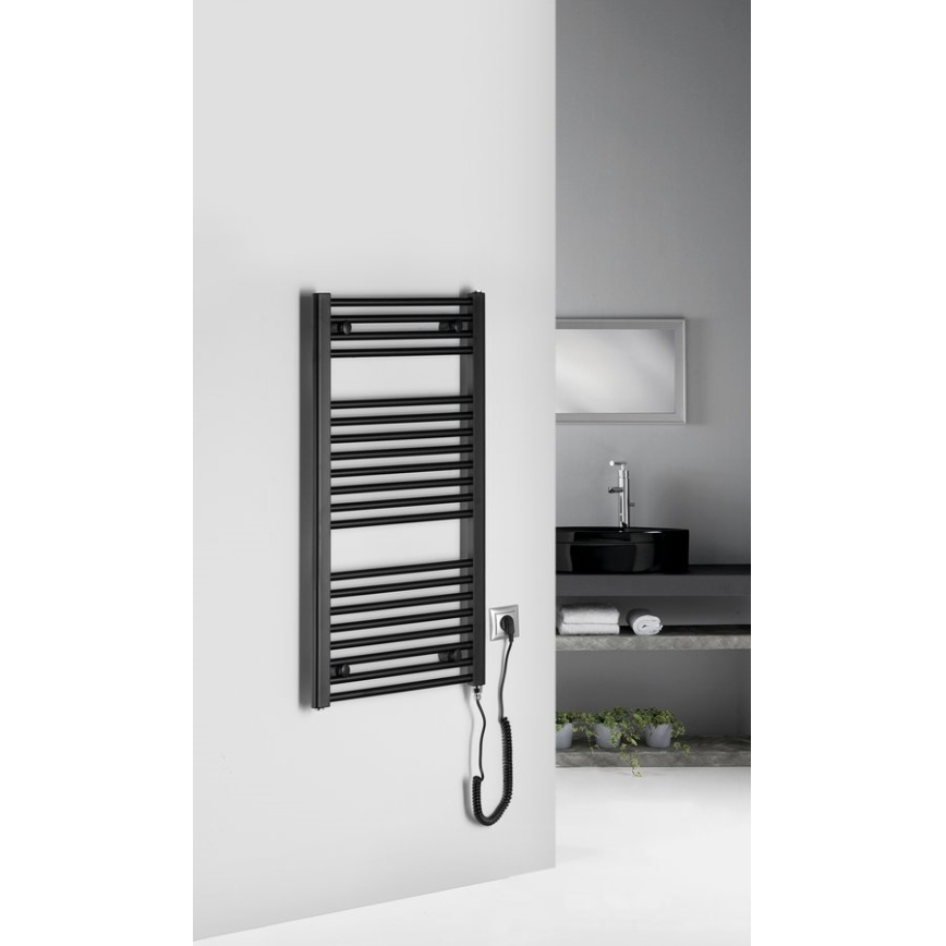 Aqualine - Radiatore elettrico da bagnoDIRECT-E 300W/230V 96 cm opaco nero dritto