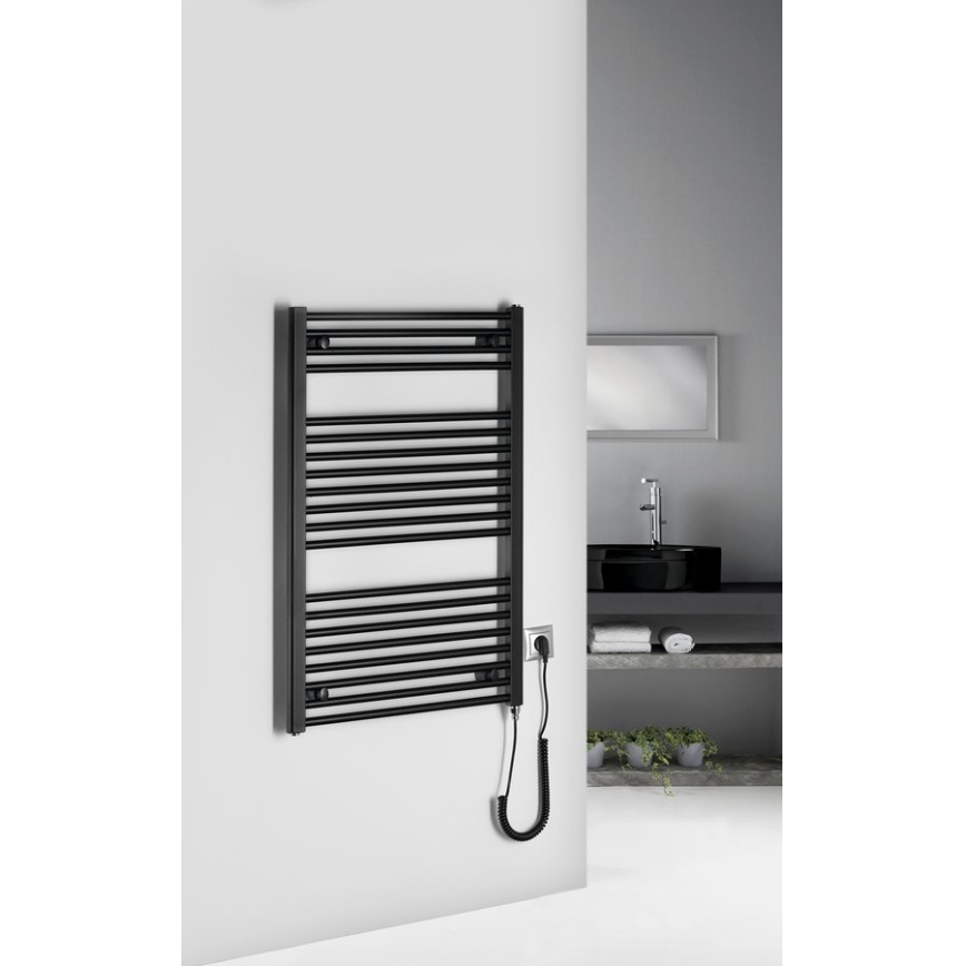 Aqualine - Radiatore elettrico da bagno IRECT-E 400W/230V 96 cm opaco nero dritto