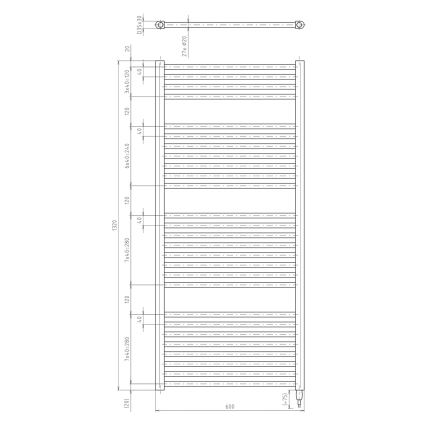 Aqualine - Radiatore elettrico da bagnoDIRECT-E 600W/230V 132 cm bianco dritto