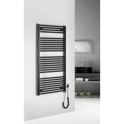 Aqualine - Radiatore elettrico da bagnoDIRECT-E 600W/230V 132 cm opaco nero dritto