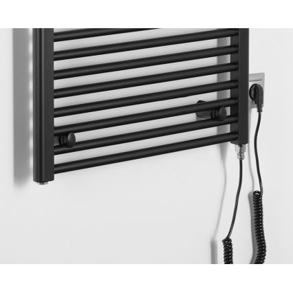 Aqualine - Radiatore elettrico da bagnoDIRECT-E 600W/230V 132 cm opaco nero dritto