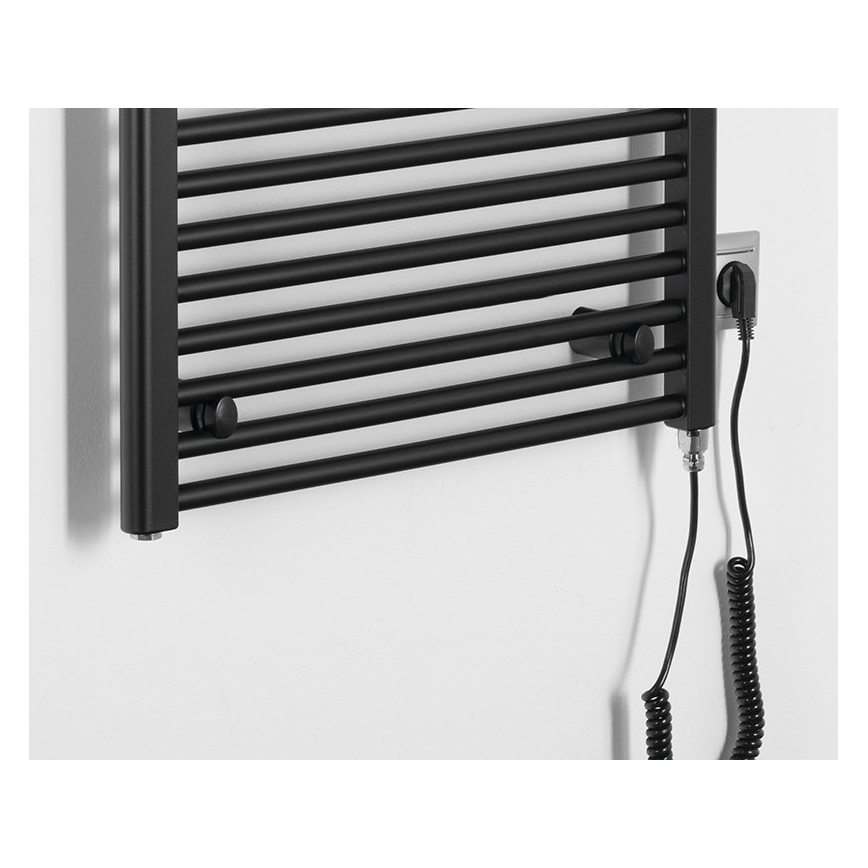 Aqualine - Radiatore elettrico da bagnoDIRECT-E 600W/230V 132 cm opaco nero dritto