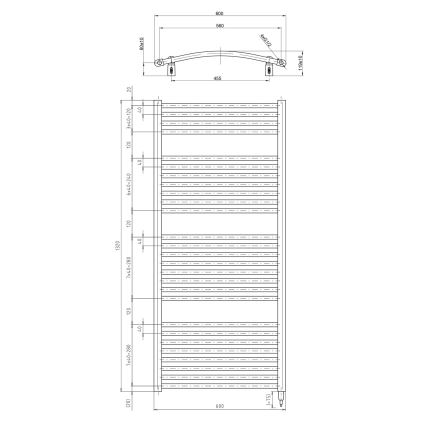 Aqualine - Radiatore elettrico da bagno ORBIT-E 600W/230V 132 cm bianco arrotondato