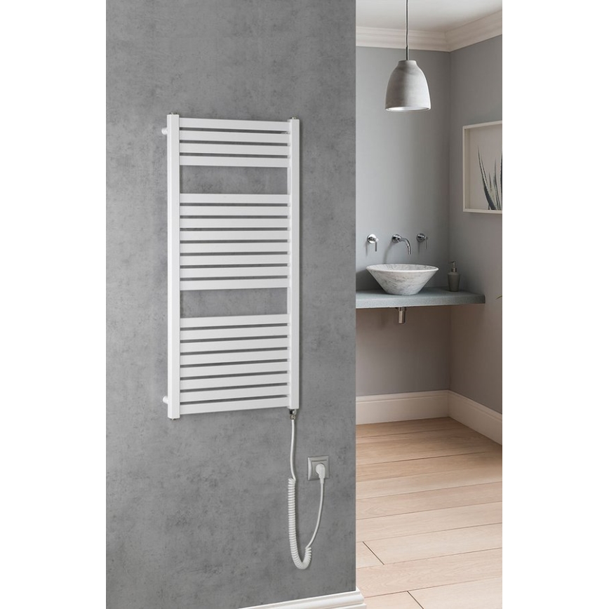 Aqualine - Radiatore elettrico da bagno TONDI-E 300W/230V 97 cm bianco dritto