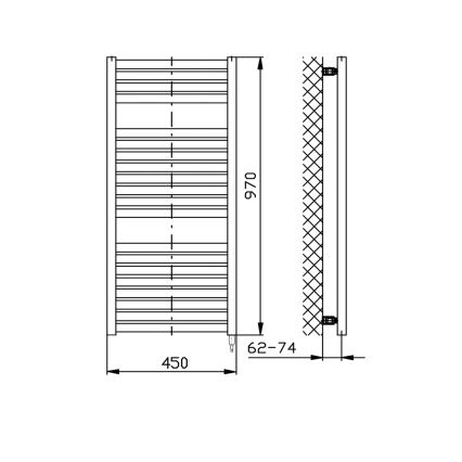 Aqualine - Radiatore elettrico da bagno TONDI-E 300W/230V 97 cm bianco dritto