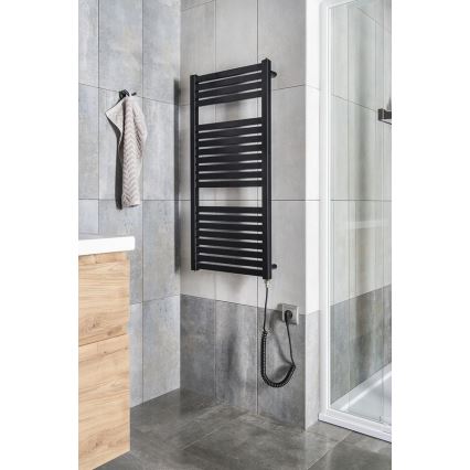 Aqualine - Radiatore elettrico da bagno TONDI-E 300W/230V 97 cm opaco nero dritto