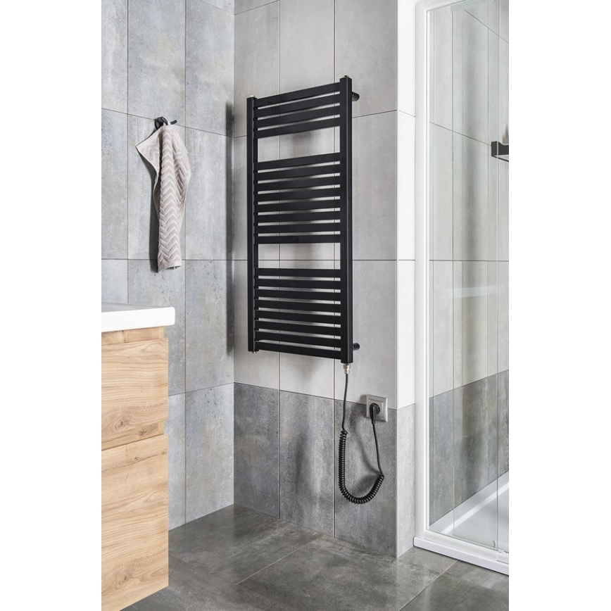 Aqualine - Radiatore elettrico da bagno TONDI-E 300W/230V 97 cm opaco nero dritto