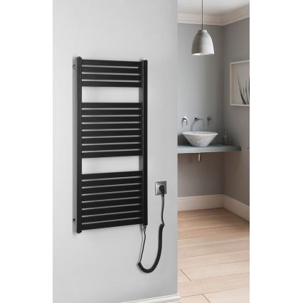 Aqualine - Radiatore elettrico da bagno TONDI-E 300W/230V 97 cm opaco nero dritto
