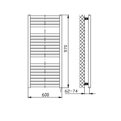 Aqualine - Radiatore elettrico da bagnoTONDI-E 400W/230V 97 cm bianco dritto