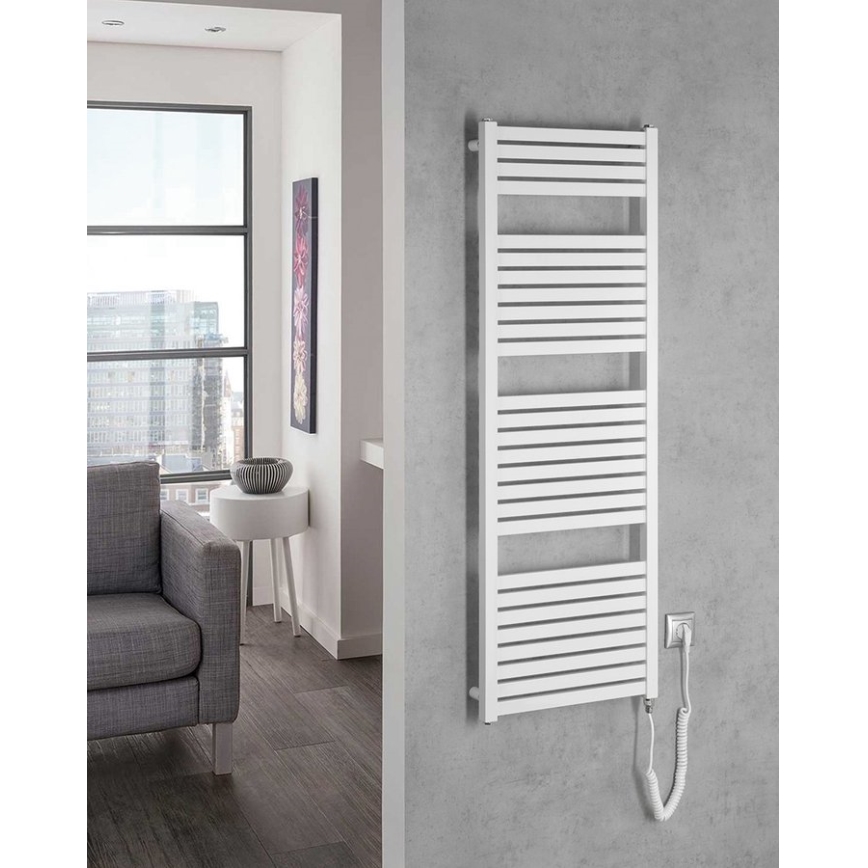 Aqualine - Radiatore elettrico da bagno TONDI-E 500W/230V 133 cm bianco dritto