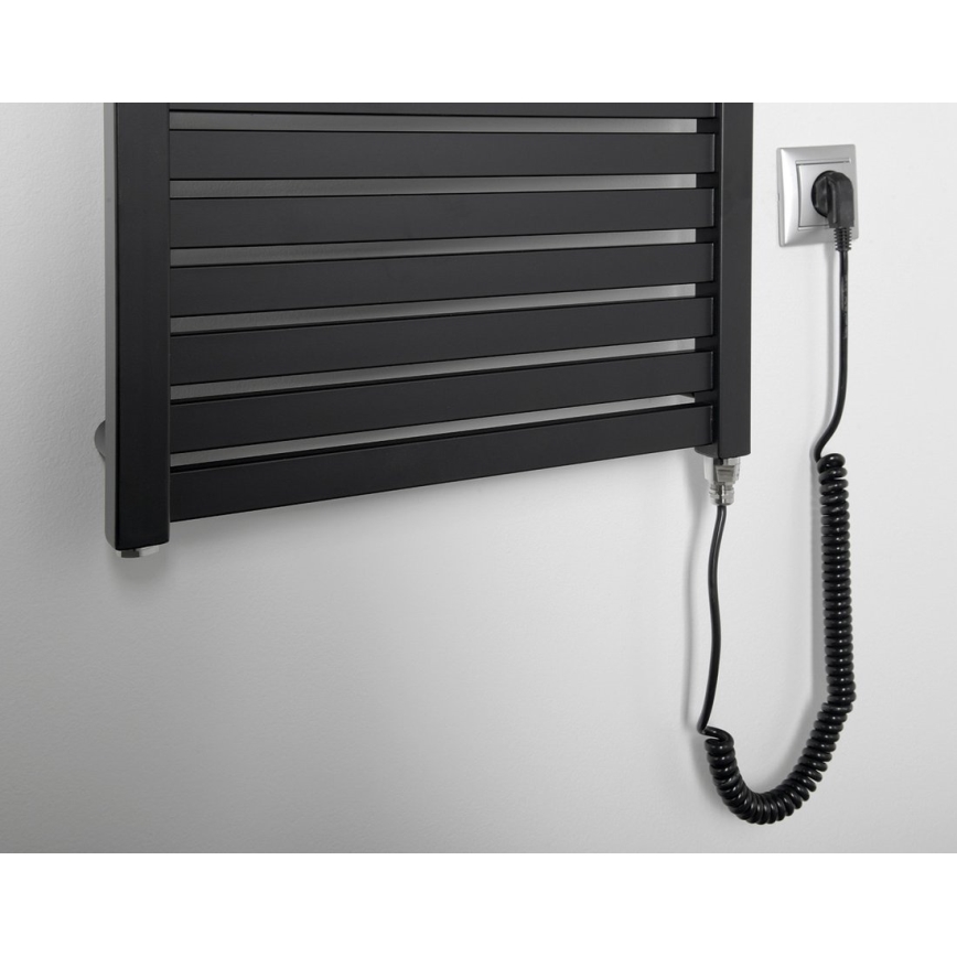Aqualine - Radiatore elettrico da bagno TONDI-E 500W/230V 133 cm opaco nero dritto