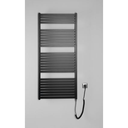 Aqualine - Radiatore elettrico da bagno TONDI-E 600W/230V 133 cm opaco nero dritto