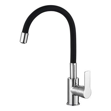 Aqualine - Robinet d'évier avec bras flexible LORE noir/chrome brillant