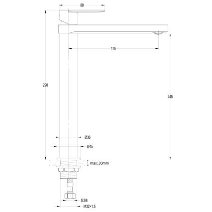 Aqualine - Rubinetto per lavabo DAPHNE 29 cm cromo lucido