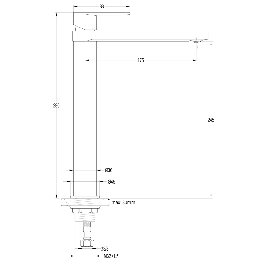 Aqualine - Rubinetto per lavabo DAPHNE 29 cm cromo lucido