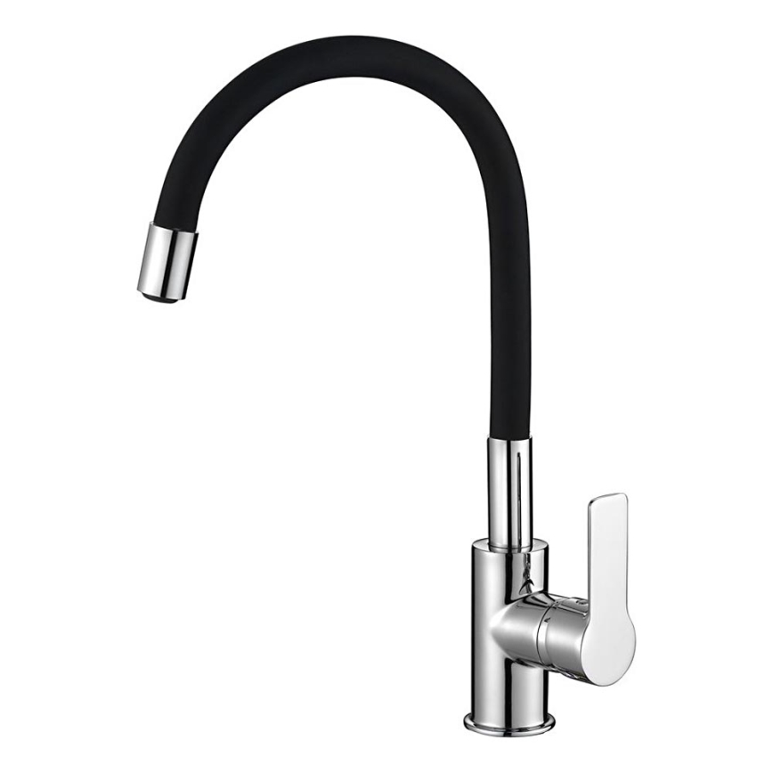 Aqualine - Rubinetto per lavello con braccio flessible LORE nero/cromo lucido