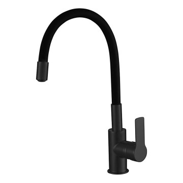 Aqualine - Rubinetto per lavello con braccio flessible LORE opaco nero