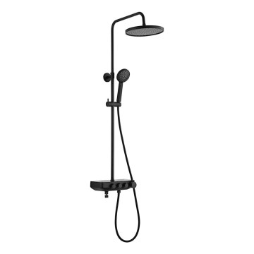 Aqualine - Set doccia con rubinetto e mini rubinetto aggiuntivo FARRAO opaco nero