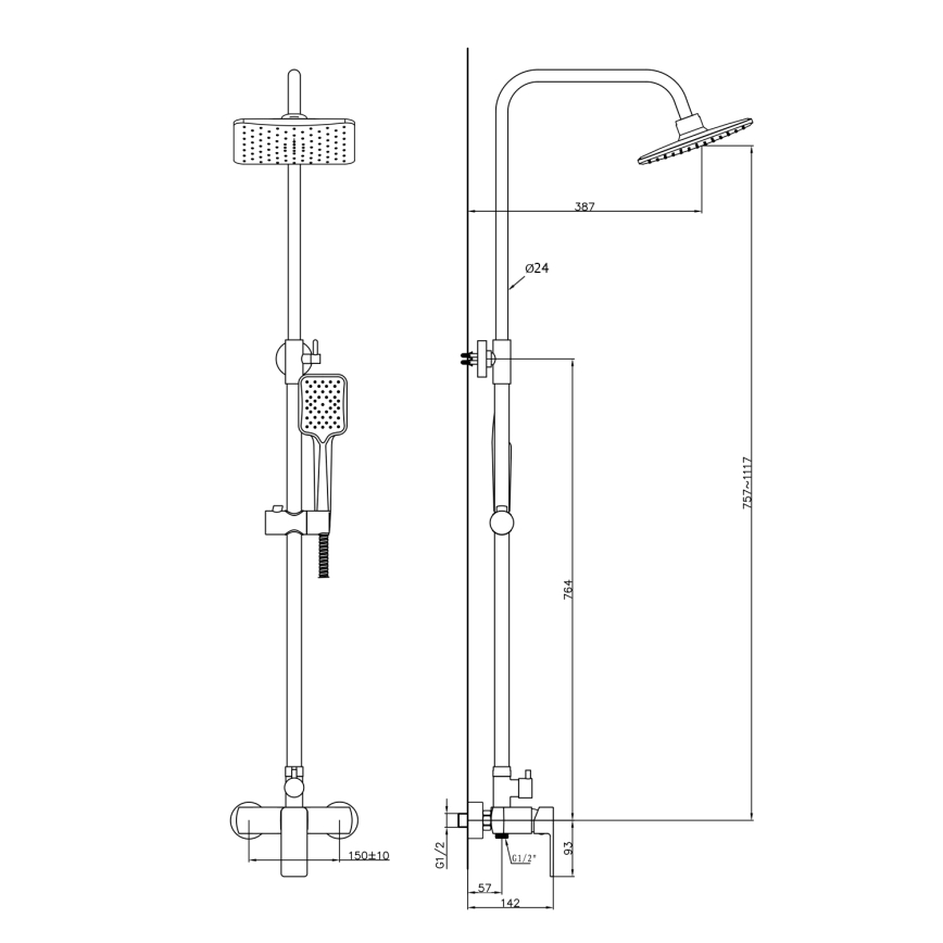 Aqualine - Set doccia con rubinetto FACTOR cromo lucido
