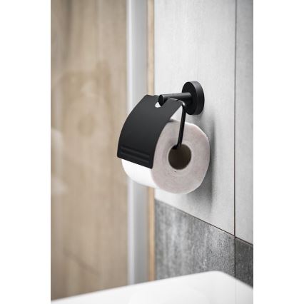 Aqualine - Toilettenpapierhalter mit Abdeckung SAMBA schwarz