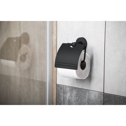Aqualine - Toilettenpapierhalter mit Abdeckung SAMBA schwarz