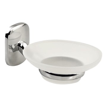 Aqualine - Wandmontierte Seifenschale RUMBA milchig Glas/glänzendes Chrom