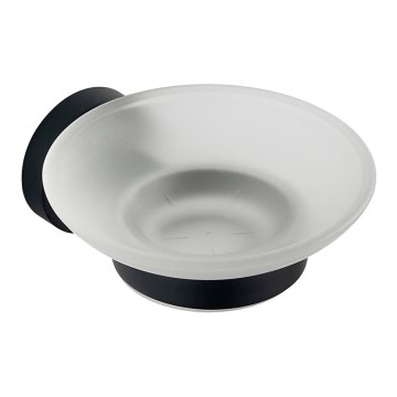 Aqualine - Wandmontierte Seifenschale SAMBA milchiges Glas/matt schwarz