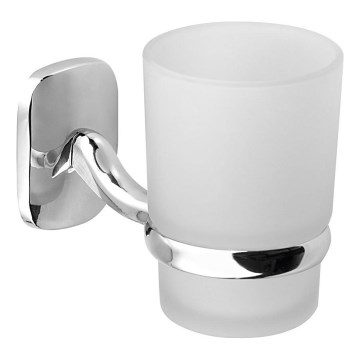Aqualine - Wandmontierter Zahnbürstenhalter RUMBA milchig Glas/glänzendes Chrom