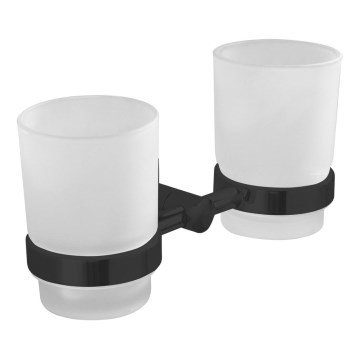 Aqualine - Wandmontierter Zahnbürstenhalter SAMBA milchig Glas/matt schwarz