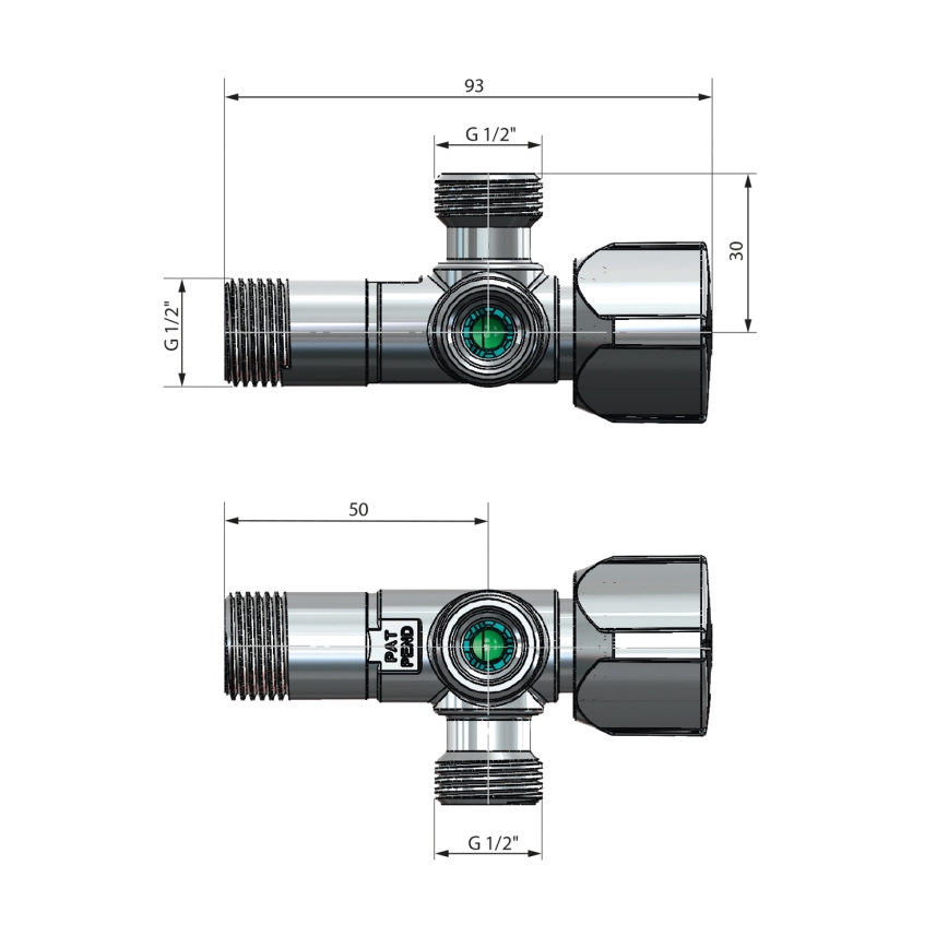 Arco - Robinet d'angle combiné ARCO, chrome brillant
