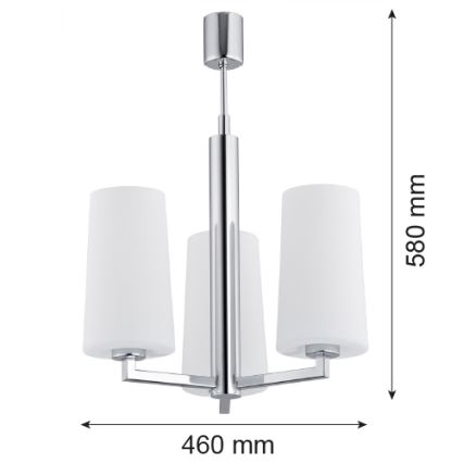 Argon 1224 - Lampadario on a pole CAMELOT 3xE27/15W/230V cromo lucido