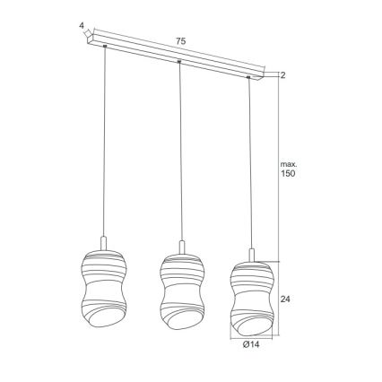 Argon 1366 - LED-Kronleuchter an einer Litze COMO 3xLED/5W/230V