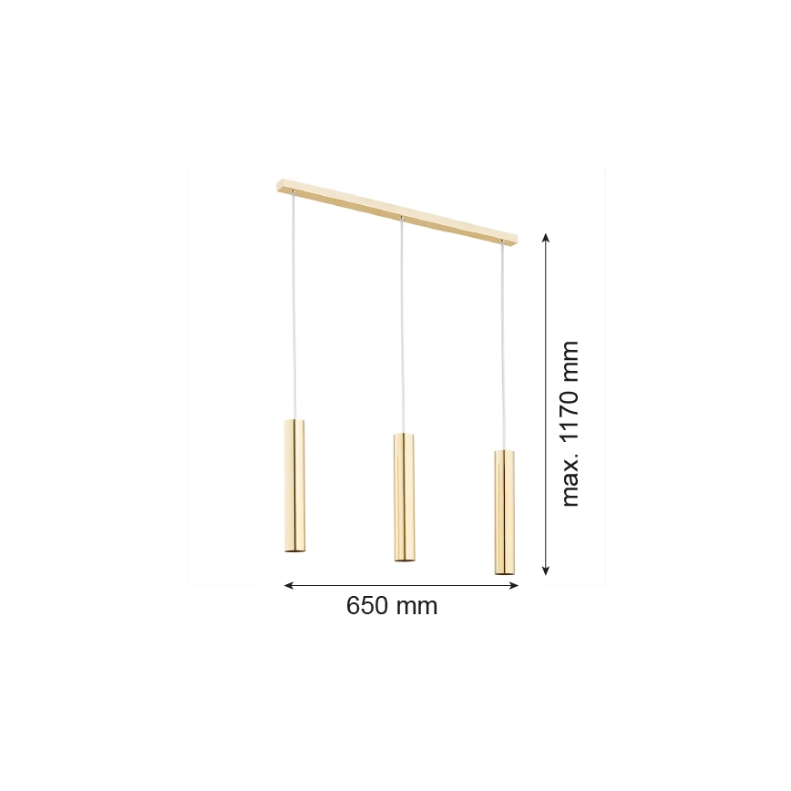 Argon 1443 - Lampadario a sospensione con filo GOMERA 3xGU10/5W/230V ottone