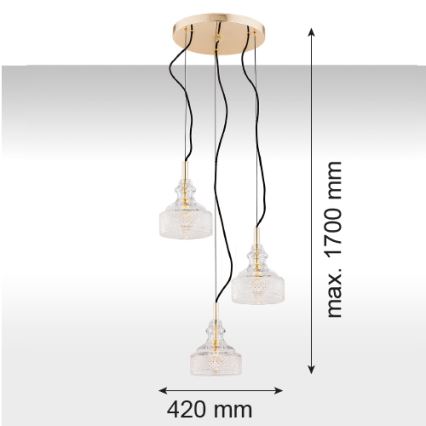 Argon 1462 - Lampadario a sospensione con filo CRUZ 3xE14/7W/230V