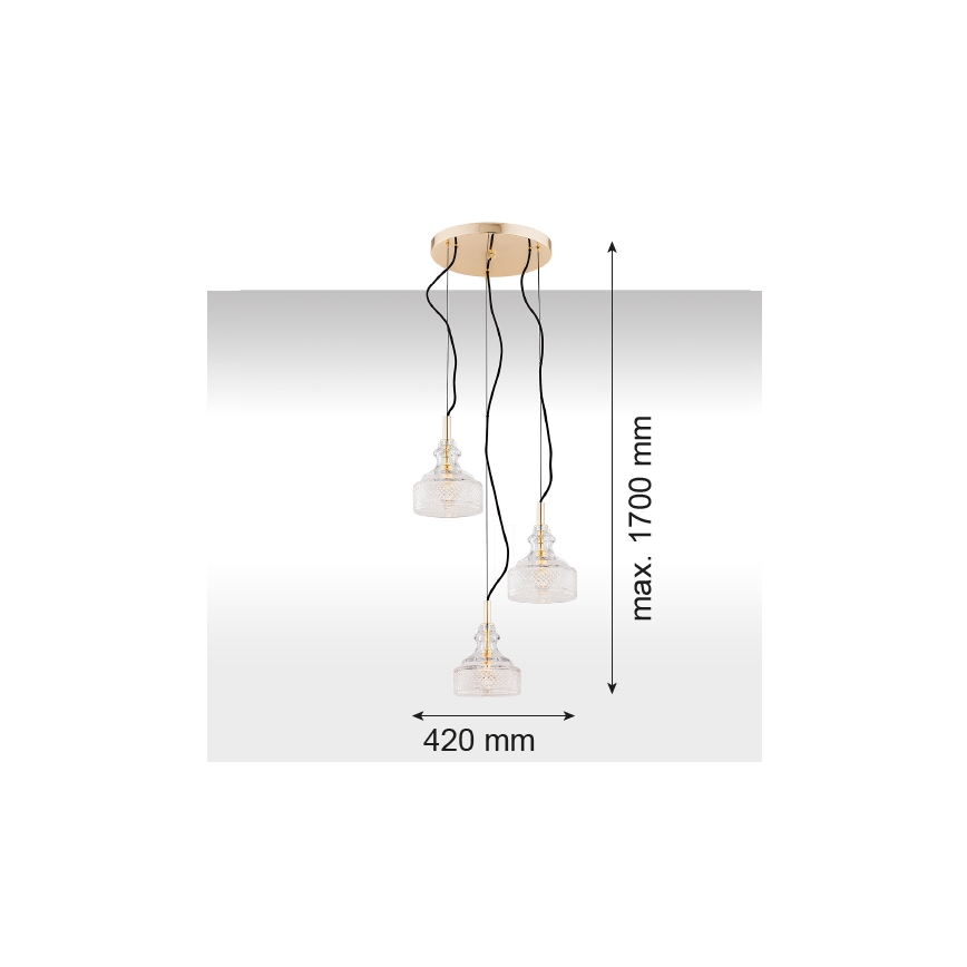 Argon 1462 - Lampadario a sospensione con filo CRUZ 3xE14/7W/230V
