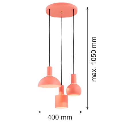 Argon 1469 - Lampadario a sospensione con filo SINES 3xE27/15W/230V arancione