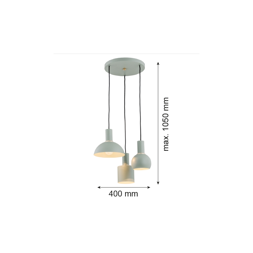 Argon 1470 - Hängeleuchte SINES 3xE27/15W/230V grün