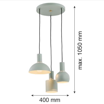 Argon 1470 - Lampadario a sospensione con filo SINES 3xE27/15W/230V verde
