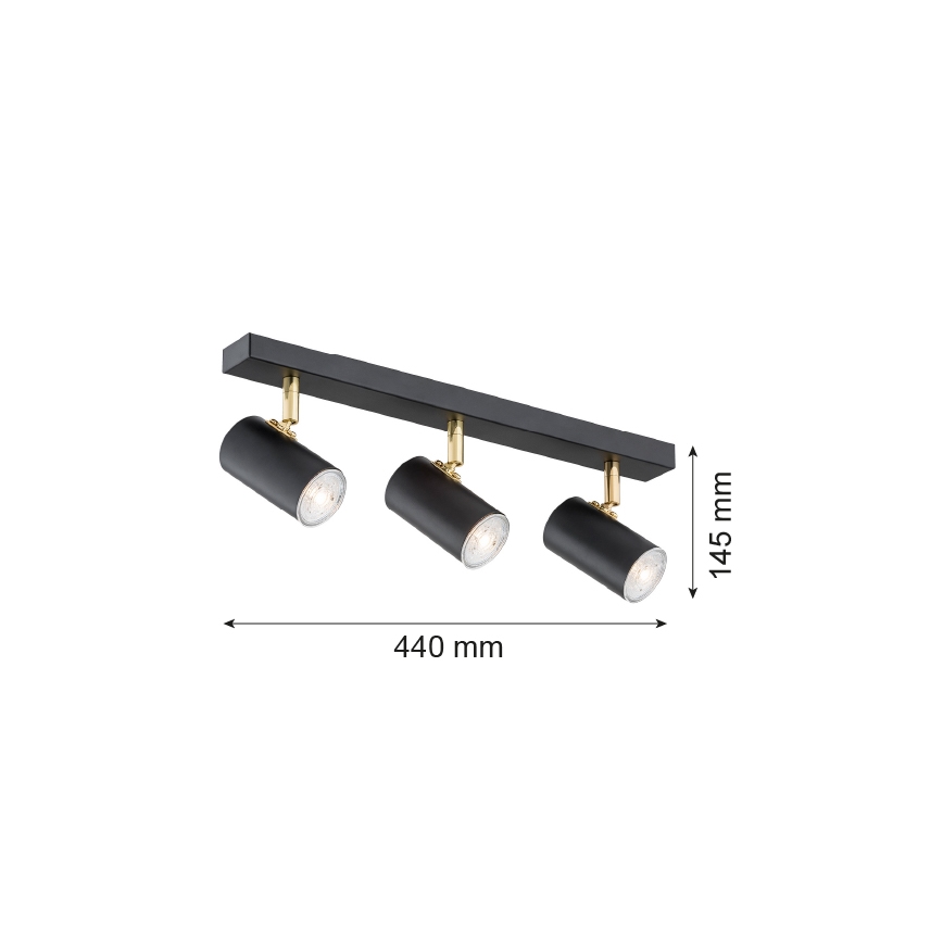 Argon 1476 - Faretto LAGOS 3xGU10/5W/230V nero/ottone