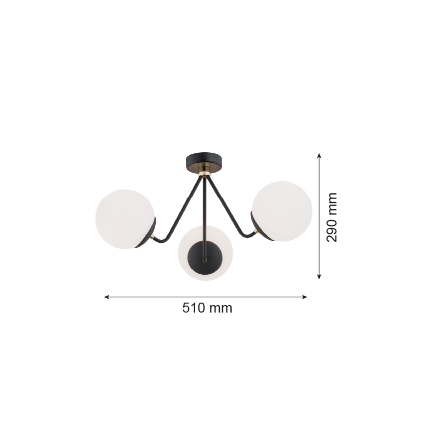 Argon 1478 - Aufsatzkronleuchter TOMAR 3xE27/15W/230V schwarz