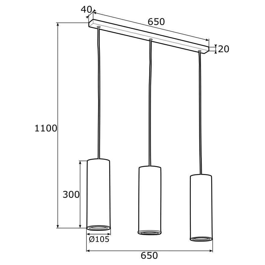 Argon 1486 - Lampadario a sospensione con filo LINEA 3xE27/15W/230V ottone/nero