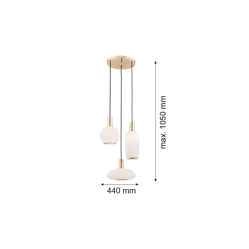 Argon 1489 - Suspension filaire SAGUNTO 3xE27/15W/230V laiton