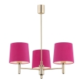 Argon 1498 - Lampadario su palo PONTE 3xE27/15W/230V rosa/ottone