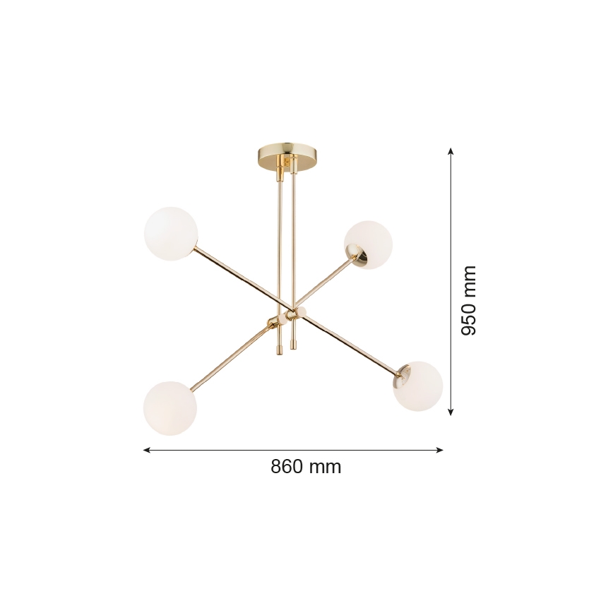 Argon 1695 - Lampadario su palo ABSTRACT 4xE14/7W/230V ottone