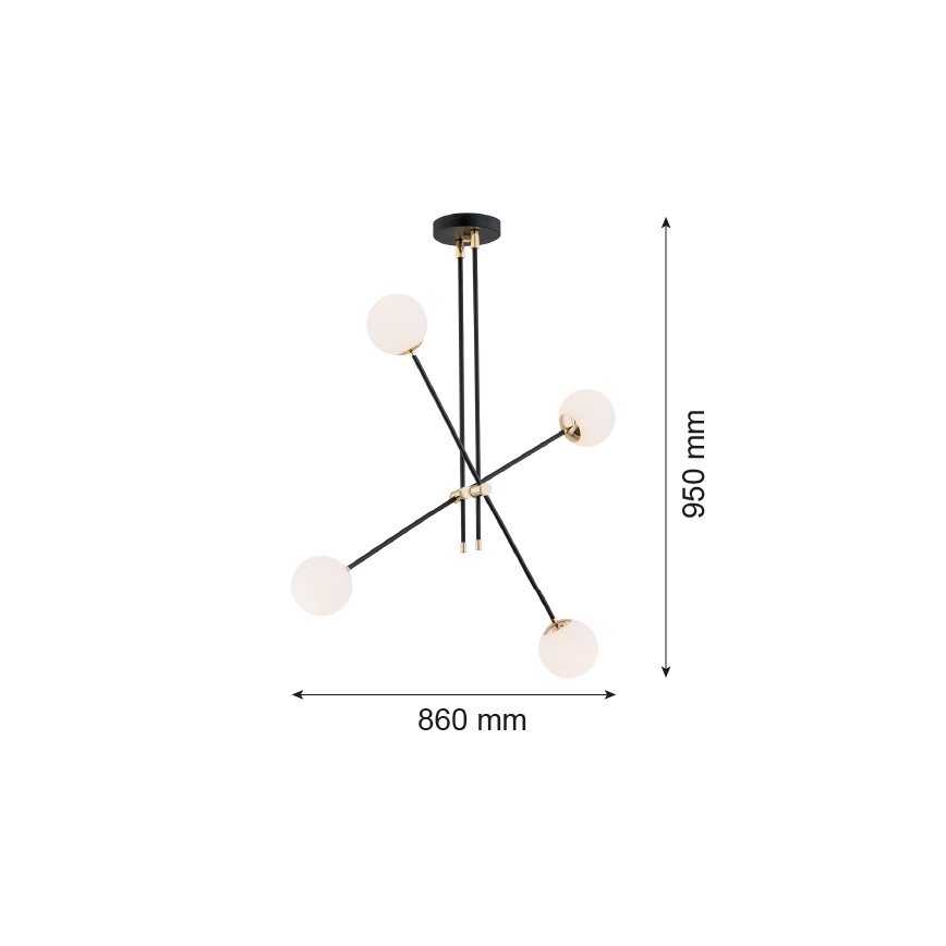 Argon 1696 - Lampadario su bastone ABSTRACT 4xE14/7W/230V nero