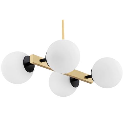 Argon 1767 - Lampadario su palo FREEMONT 4xE27/15W/230V oro/bianco/nero