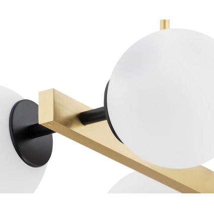 Argon 1767 - Lampadario su palo FREEMONT 4xE27/15W/230V oro/bianco/nero