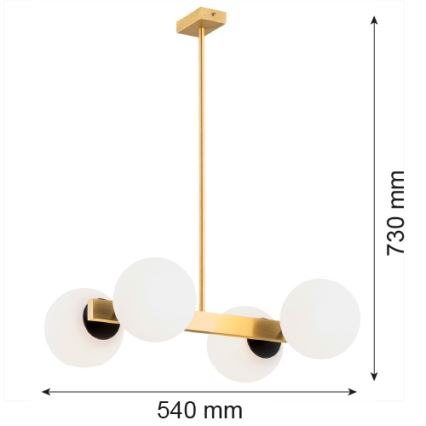Argon 1767 - Lampadario su palo FREEMONT 4xE27/15W/230V oro/bianco/nero