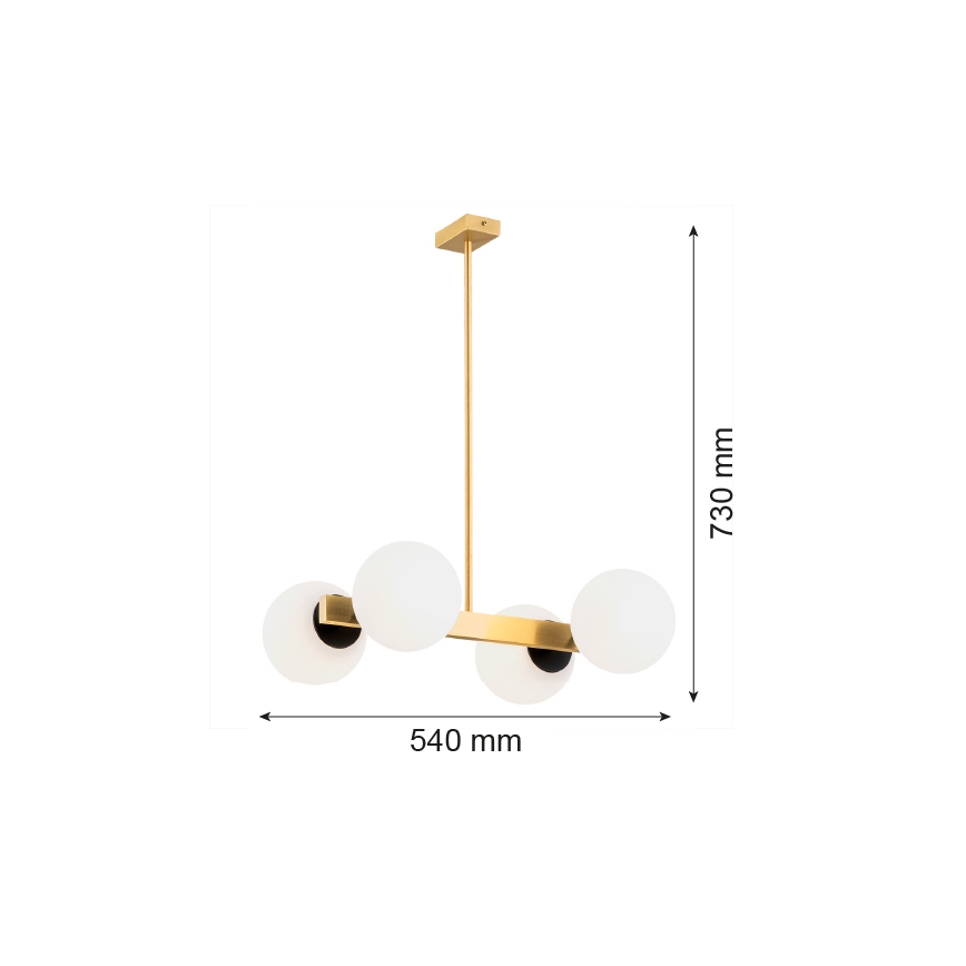Argon 1767 - Lampadario su palo FREEMONT 4xE27/15W/230V oro/bianco/nero